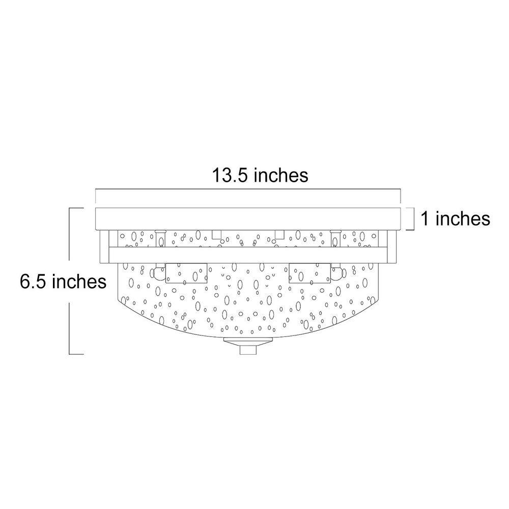 13.5 in. 3-Light Rough Black/Dark Gray Drum Semi-Flush Mount with Faux Wood Textured Plate & Clear Seeded Glass Shade - Hercitys