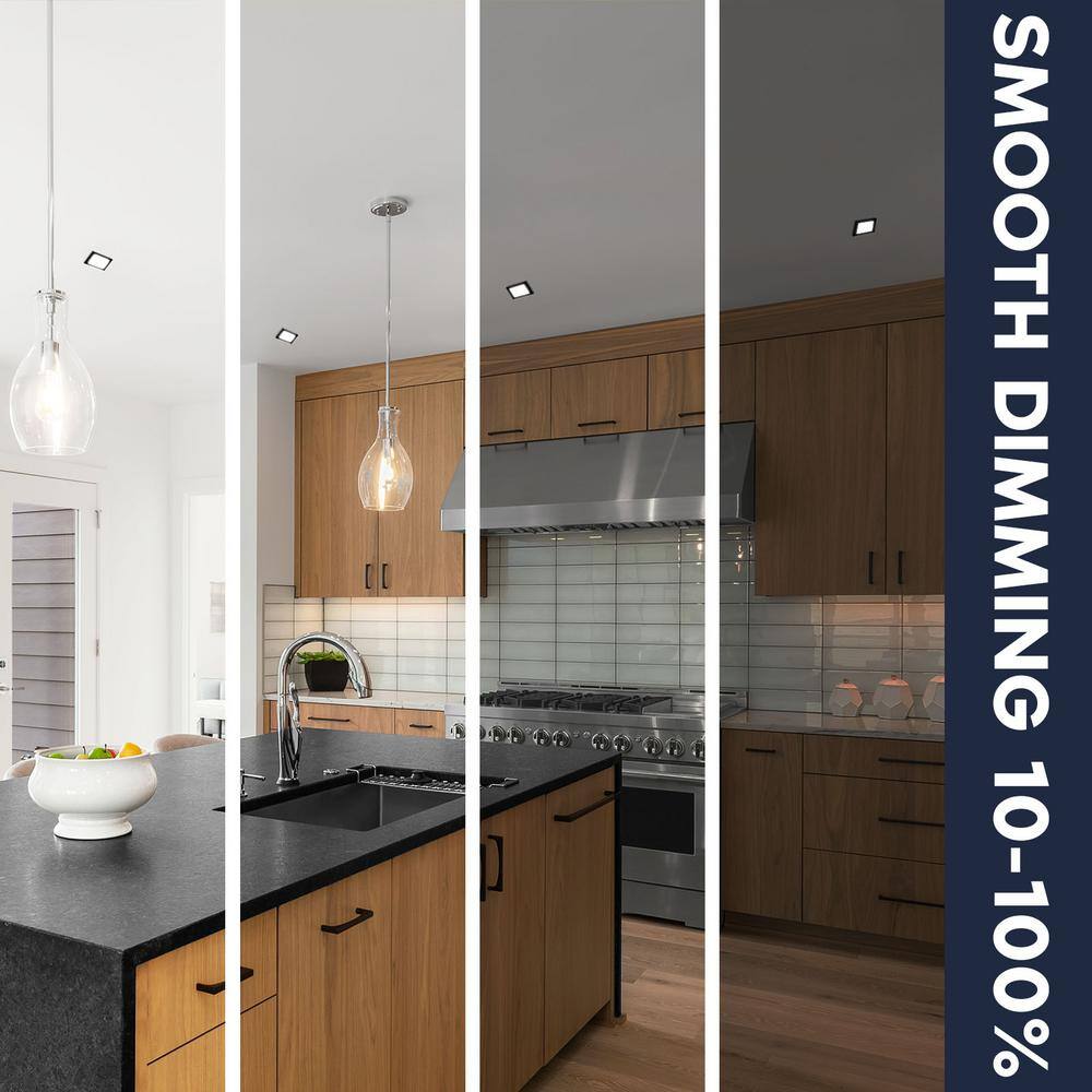 4 in. Square Black Modern Flush Mount Ceiling Light LED Integrated 10-Watt 600LM 5CCT 2700K-5000K Dimmable (4-Pack) - Hercitys