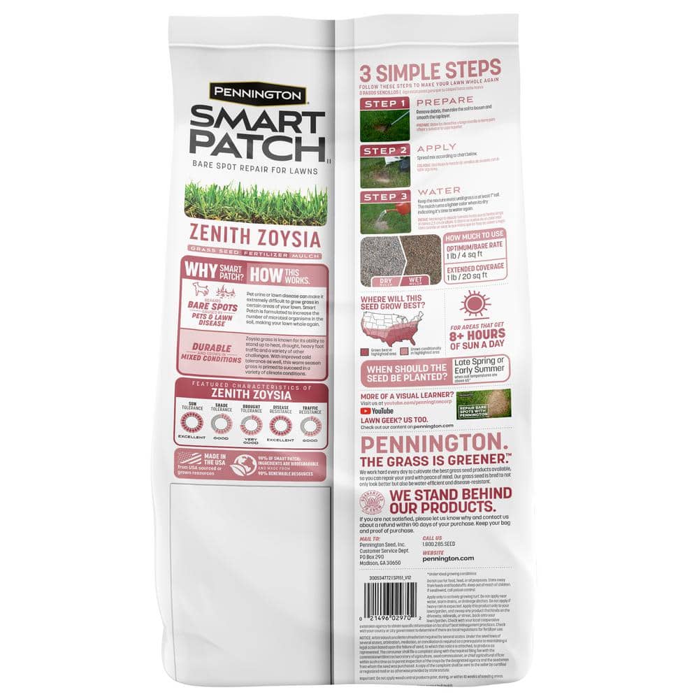 5 lbs. Smart Patch Zoysia Grass Seed with Mulch, Fertilizer - Hercitys