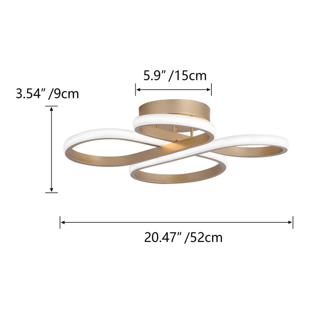 20.47 in. 1-Light Modern Linear Integrated LED Flush Mount Ceiling Lighting Fixtures - Hercitys