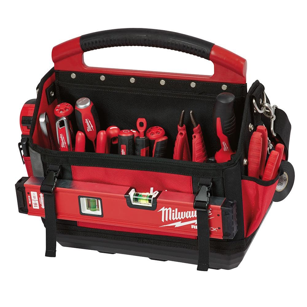 15 in. PACKOUT Tote with 6-in-1 Wire Strippers Pliers and Screwdriver Set (10-Piece) - Hercitys