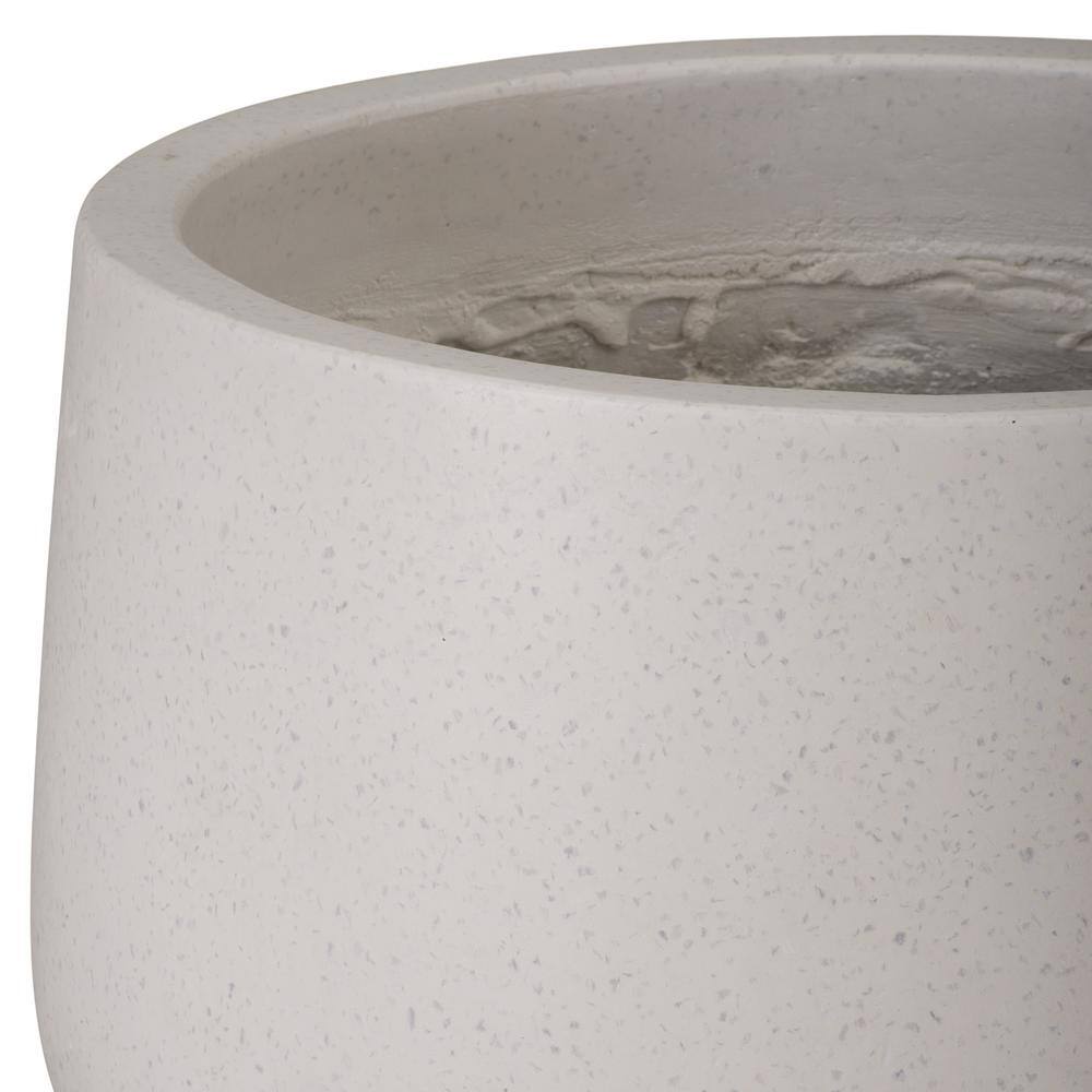19.5 in. L x 13 in. H White Terrazzo Round Planter - Hercitys