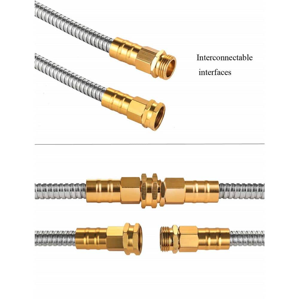 3/8 in. Dia. x 75 ft. Heavy Duty Stainless Steel Water Garden Hose Collapsible Hose no Kink Explosion - Hercitys