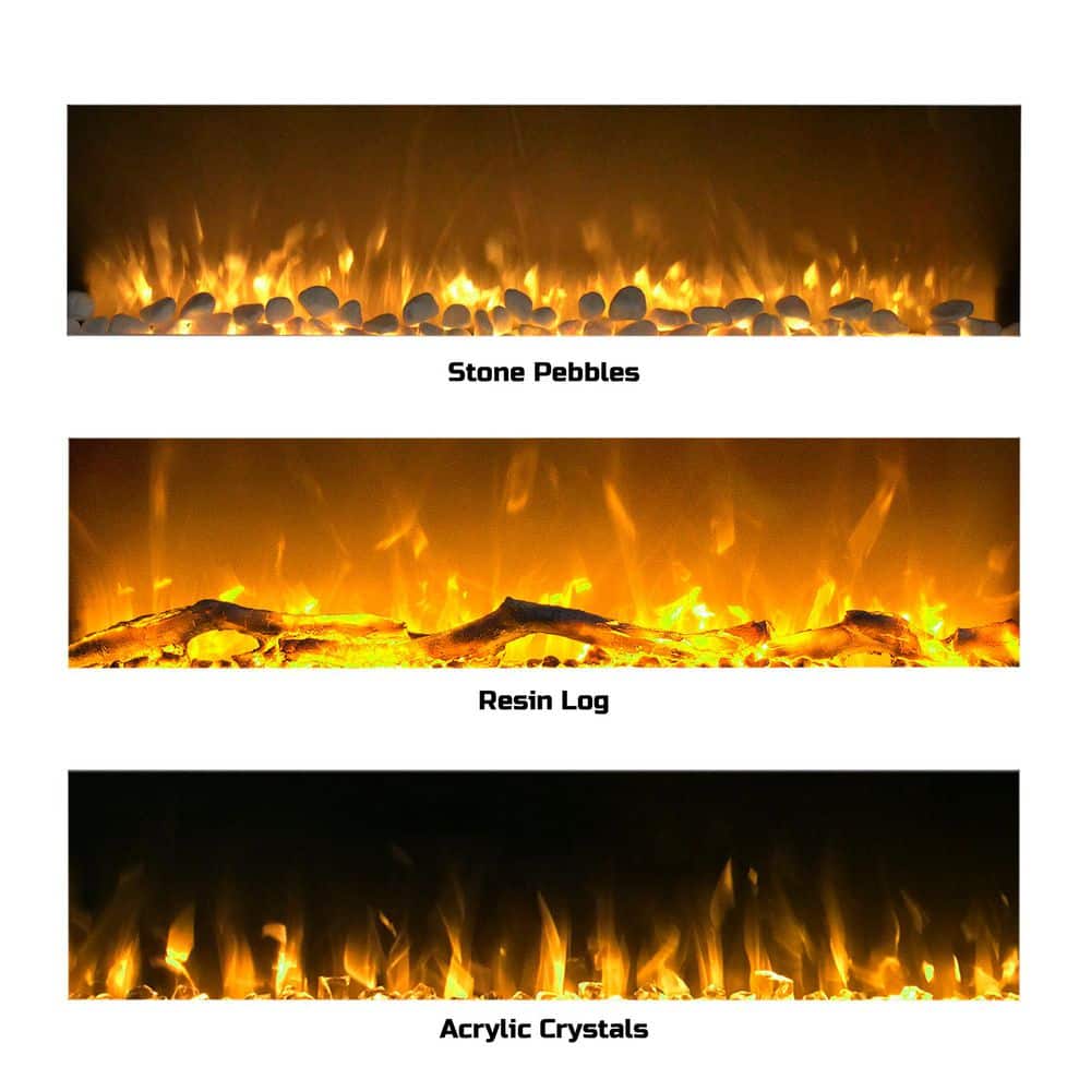 50 in. Electric Fireplace Color Changing Wall in White - Hercitys