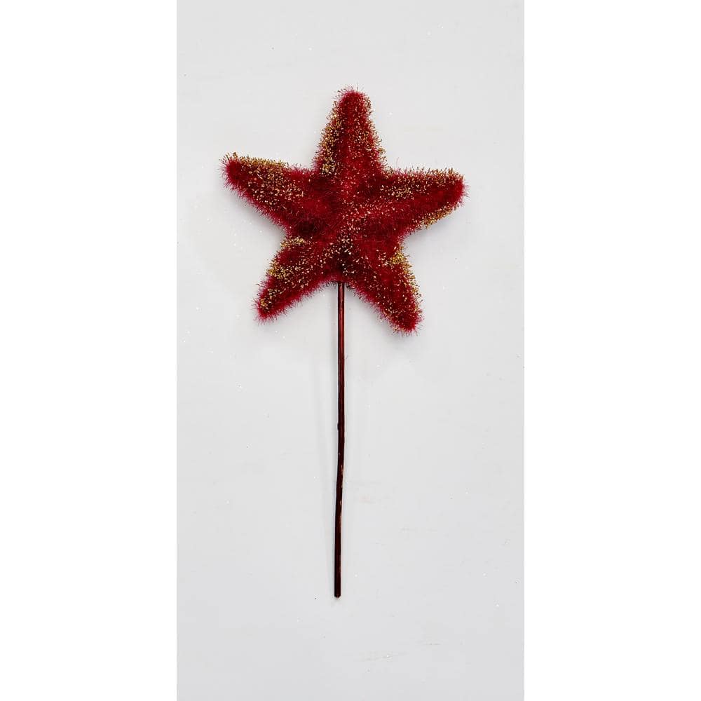 5 in. Ornament Star on 6 in. Pick, Burgundy (Set of 3) - Hercitys