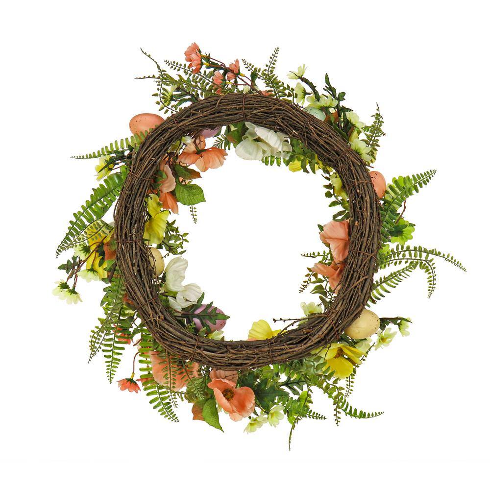 22 in. Ferns and Flowers Easter Wreath - Hercitys
