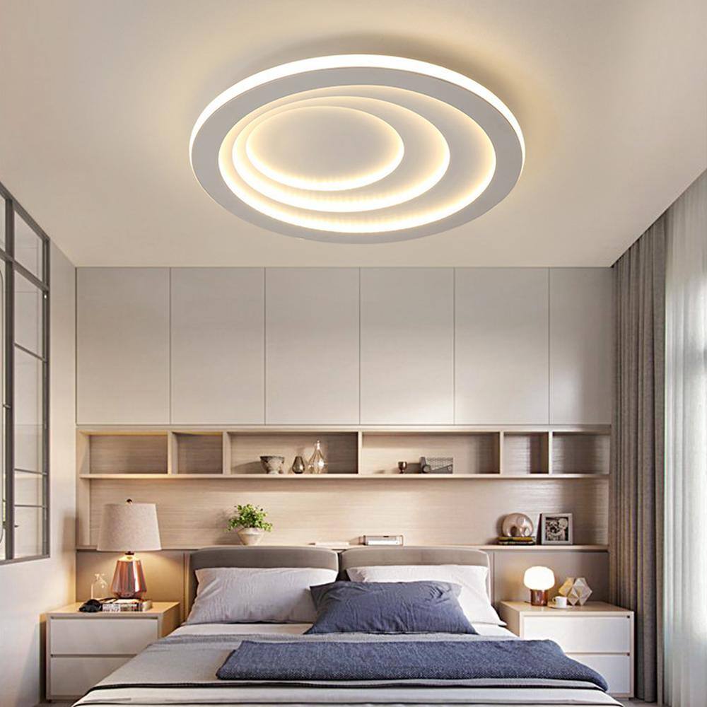 19.7 in. 1-Light White Acrylic Lampshade Integrated LED Flush Mount Ceiling Light - Hercitys