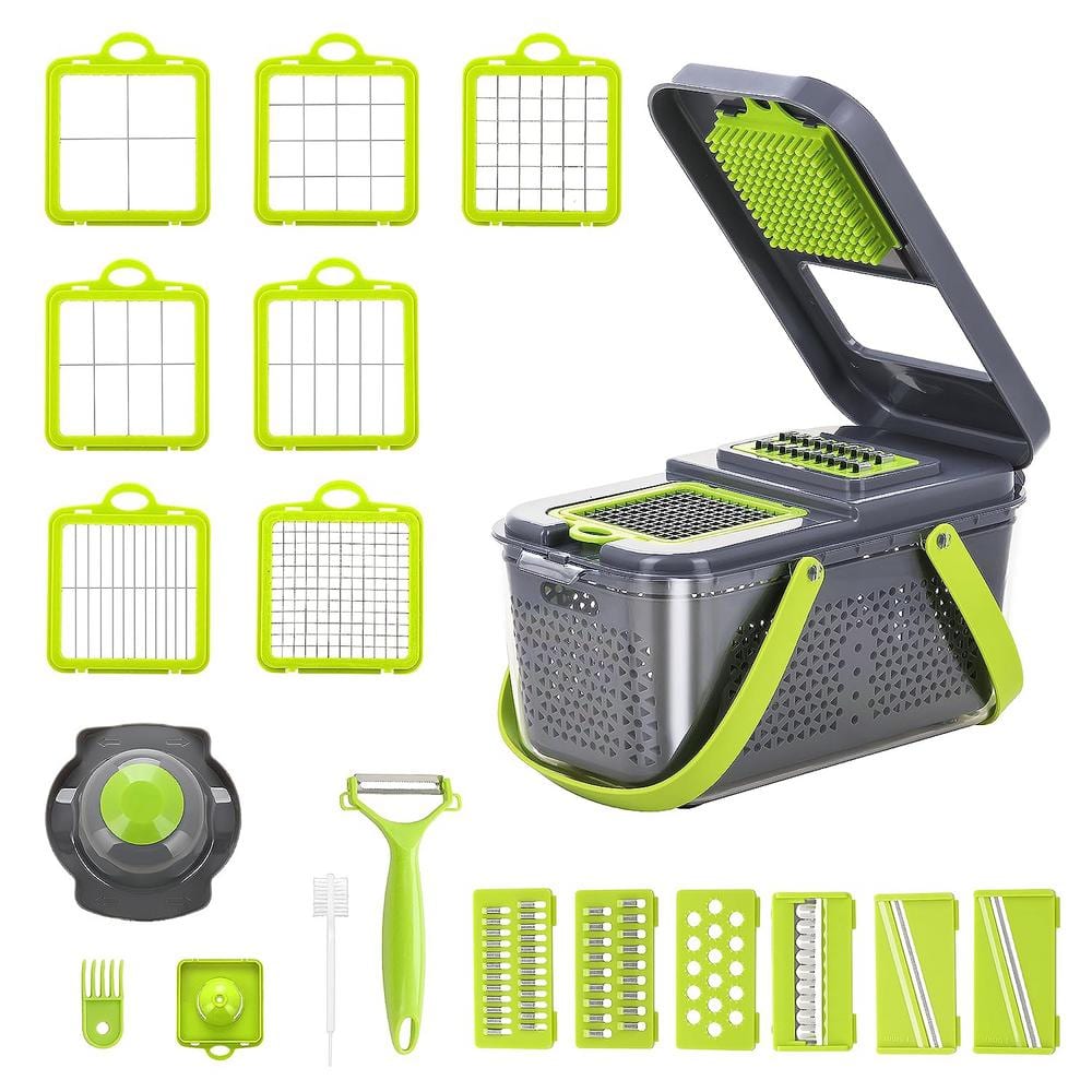 22-in-1 Food Vegetable Chopper with Container Dicers Cutter Multi Kitchen Tool with Lemon Squeezer -13 Blades - Hercitys