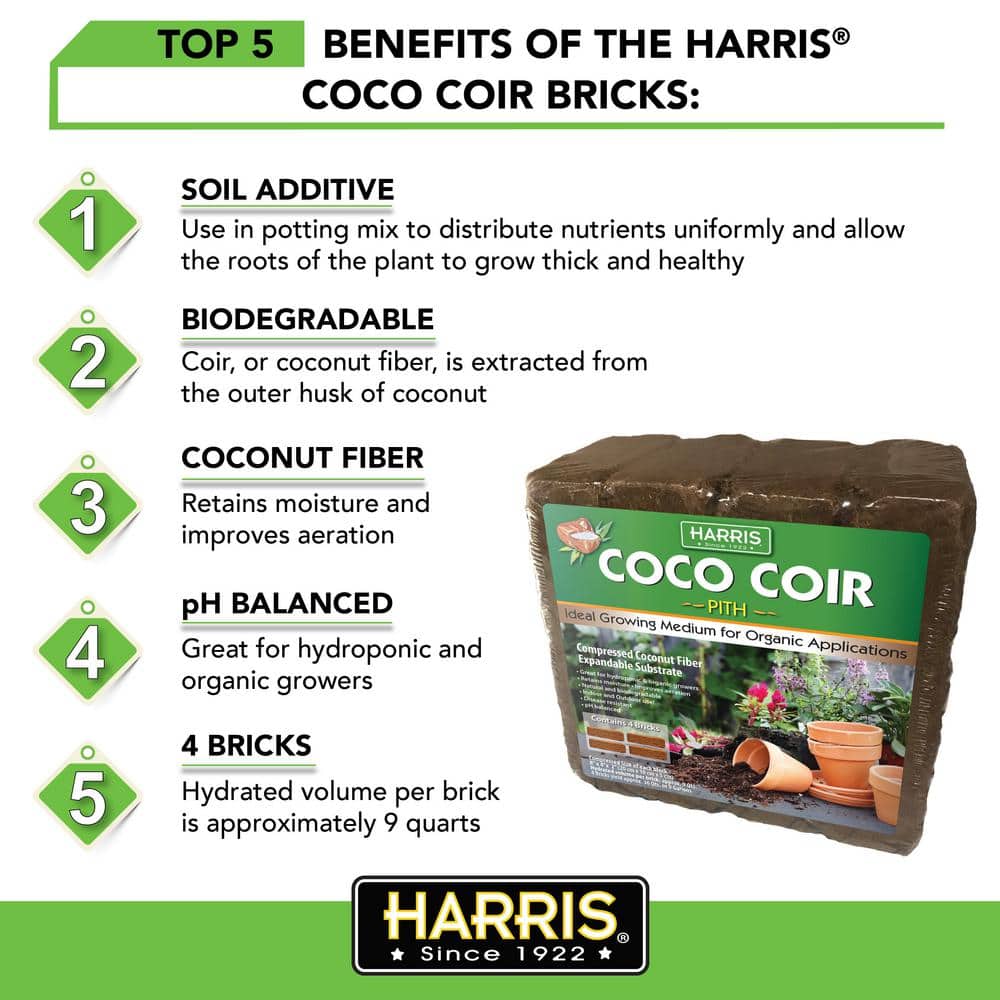 18 Gal. Expanding Coco Coir Pith (8 Brick/2-Pack) Soilless Growing Media - Hercitys