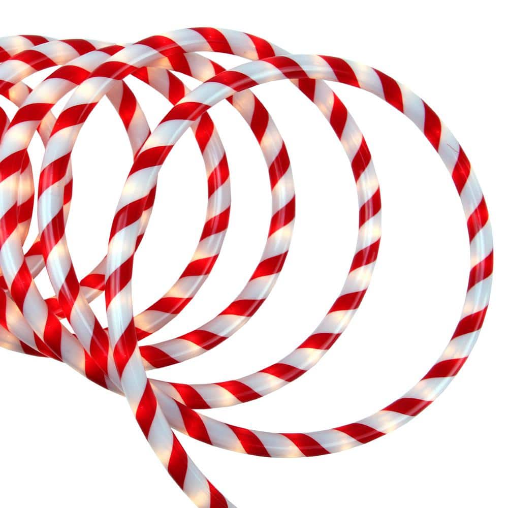 18 ft. 108-Light Red and White Striped Candy Cane Incandescent Christmas Rope Light - Hercitys