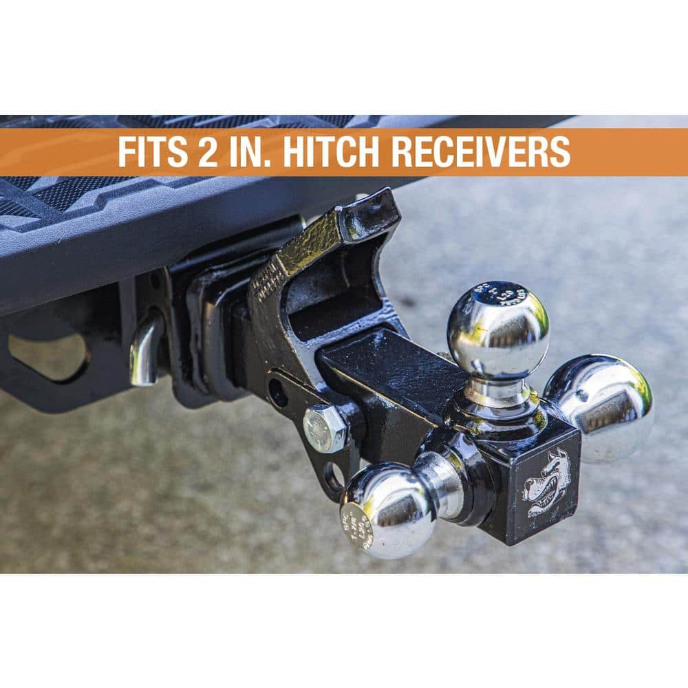 1-7/8 in., 2 in., 2-5/16 in. Chrome Towing Balls Tri-Ball Hitch with Pintle Hook - Hercitys