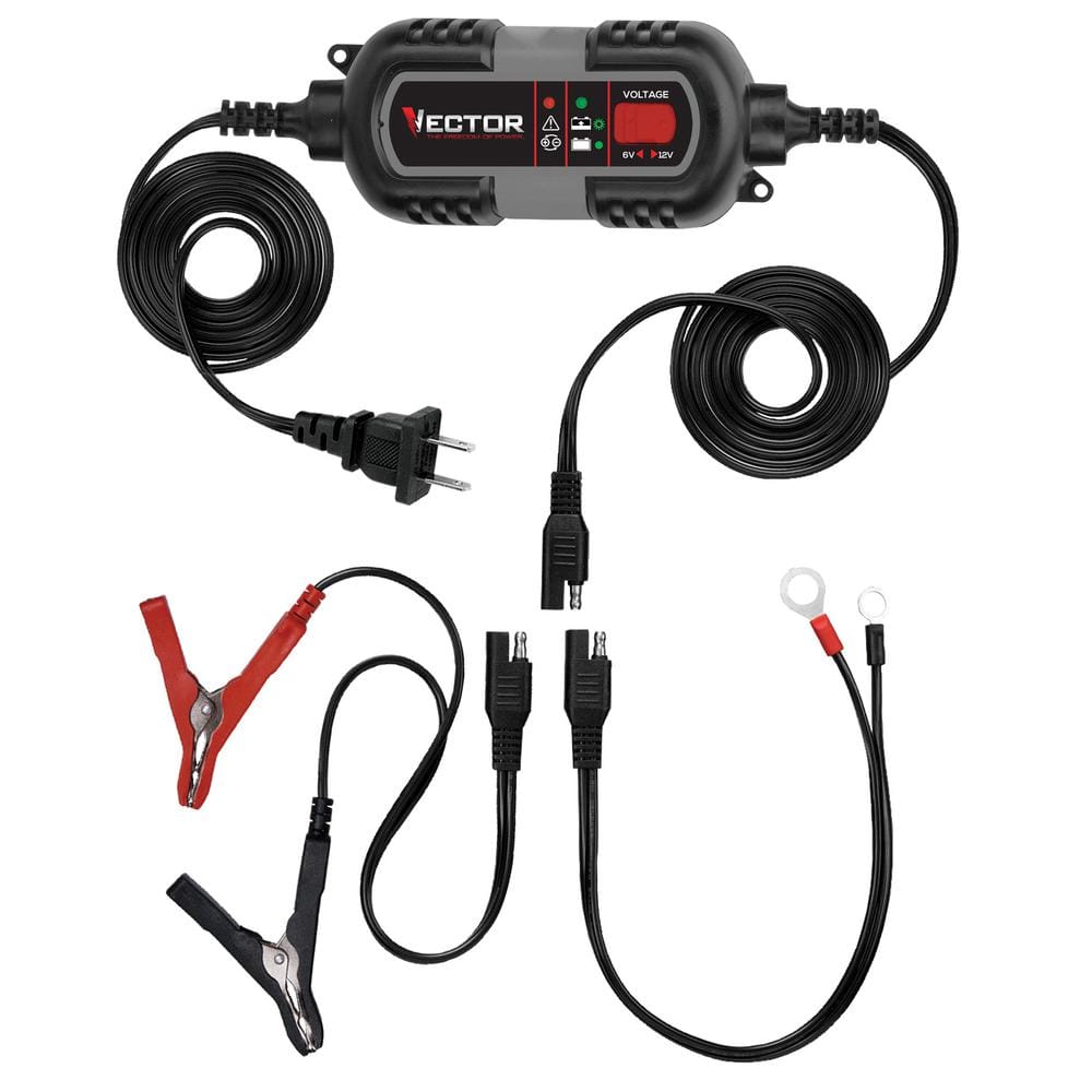 1.5 Amp Battery Charger, Battery Maintainer, Trickle Charger, 6V and 12V, Fully Automatic - Hercitys