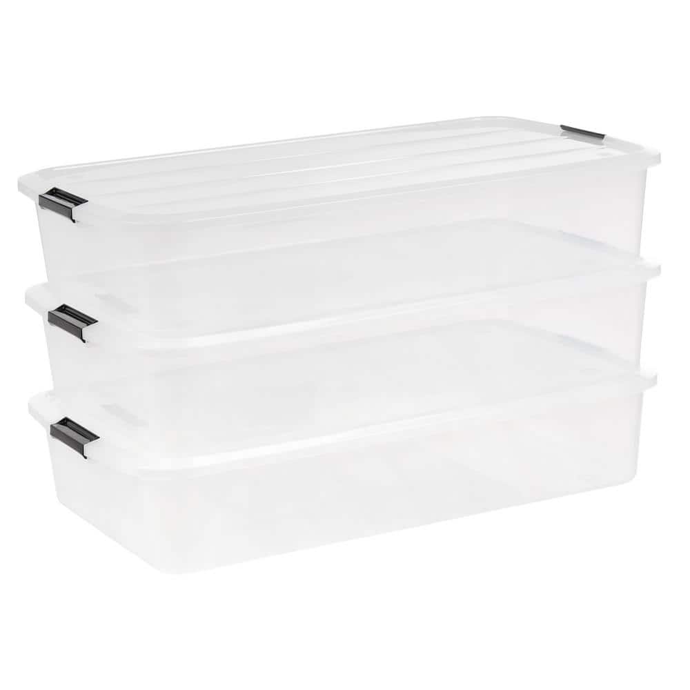 50 Qt./47.3 Gal. Under Bed Storage Container, Clear, (3-Pack) - Hercitys