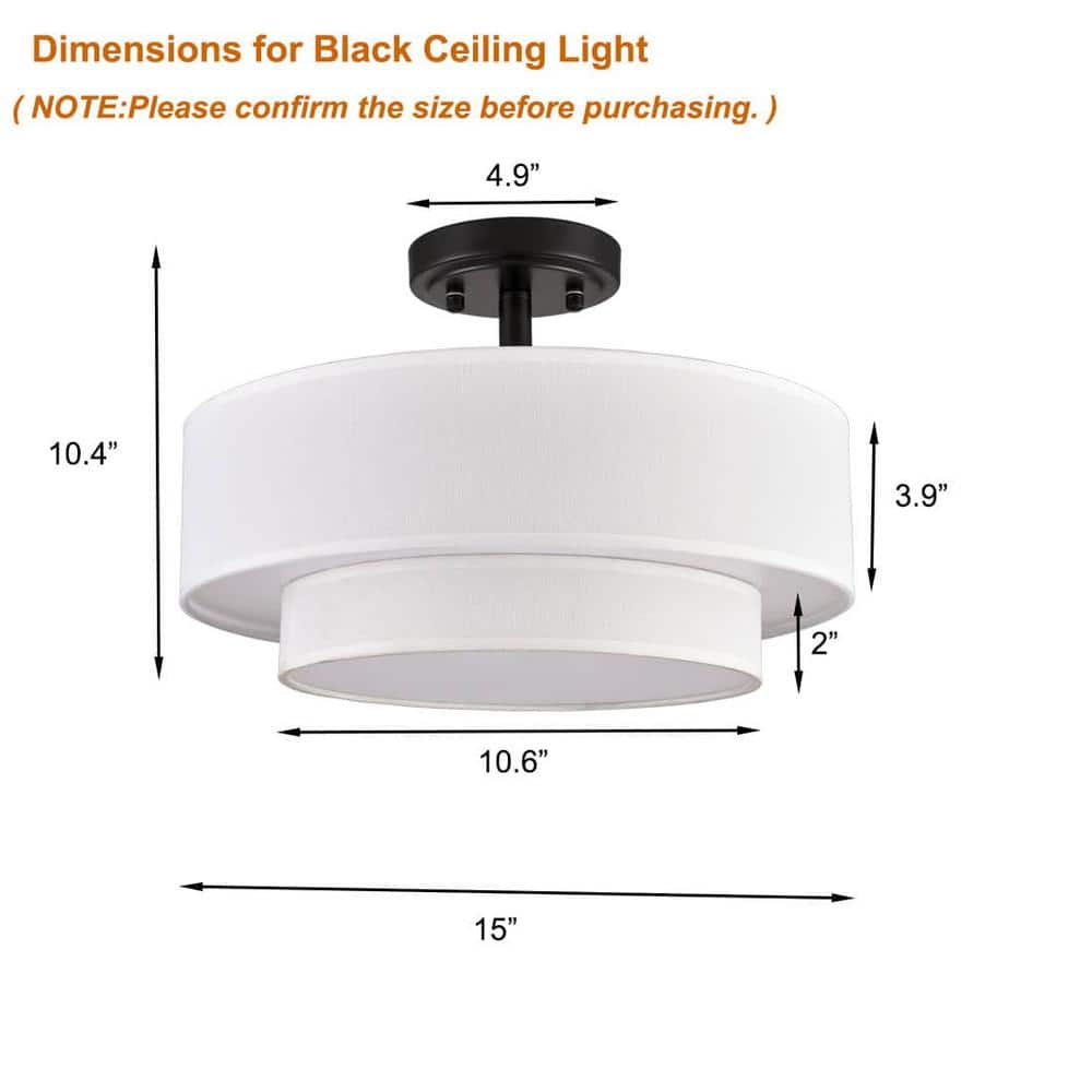 18.11 in. 3-Light Black Flush Mount with No Glass Shade and No Light Bulb Type Included (1-Pack) - Hercitys