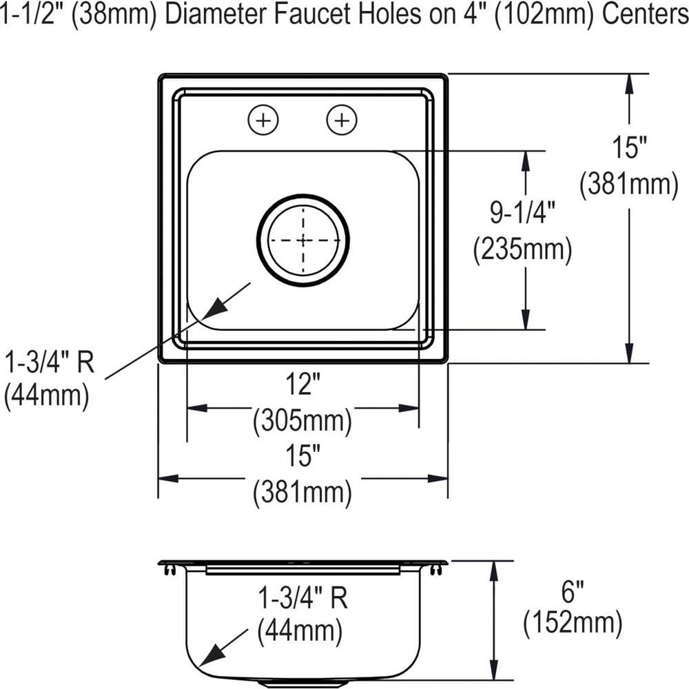 15 in. Drop-in Single Bowl 20-Gauge Durable Satin Stainless Steel Kitchen Sink Kit w/ Faucet - Hercitys