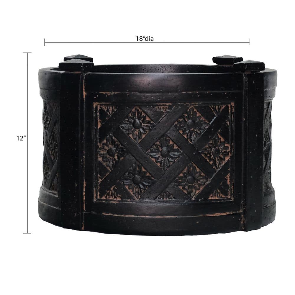 18 in. Dia x 12 in. H Aged Charcoal Stone Fiberglass Mailbox Barrel - Hercitys