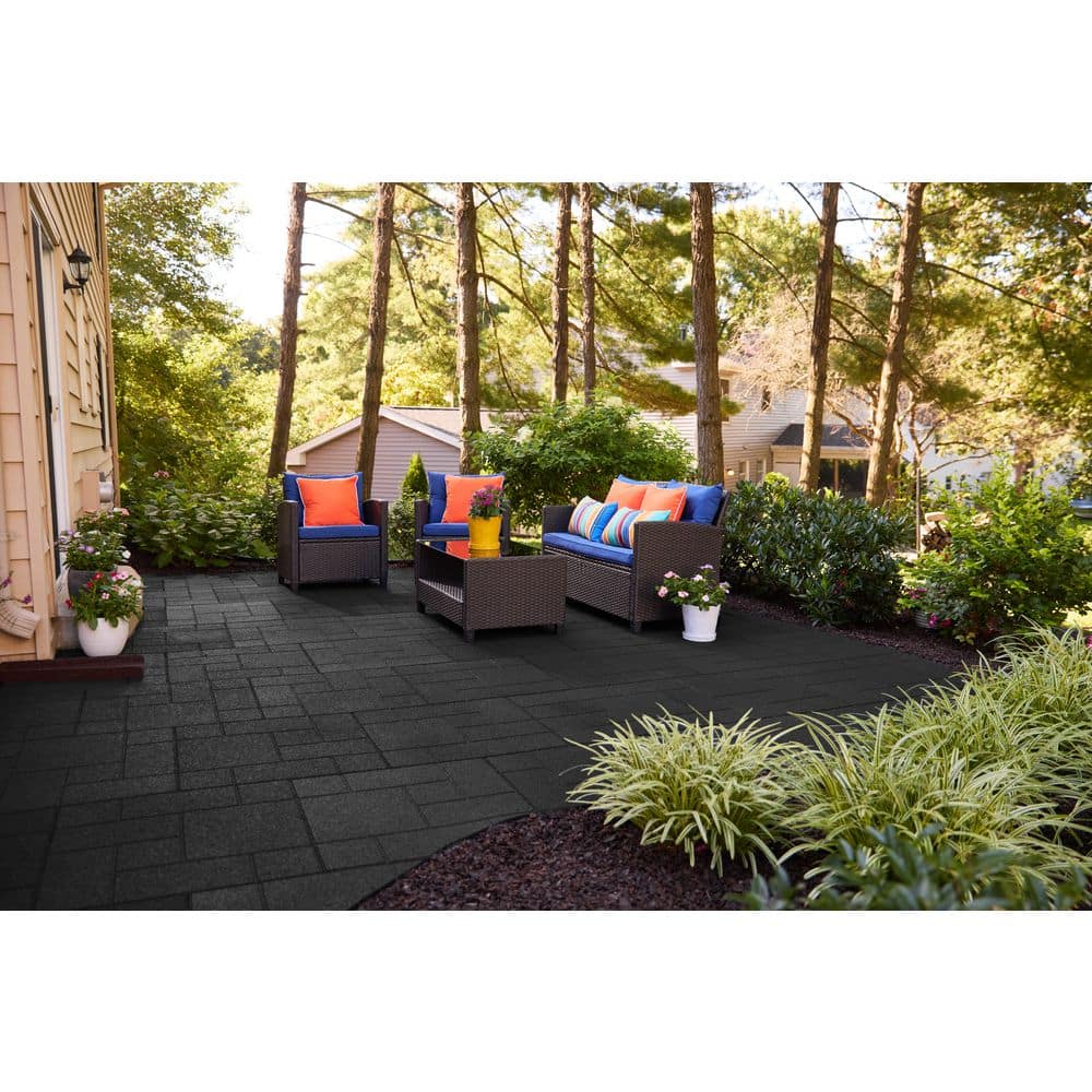 24 in. x 24 in. x 5/8 in. Black Dual-Sided Rubber Paver (4-Pack) - Hercitys