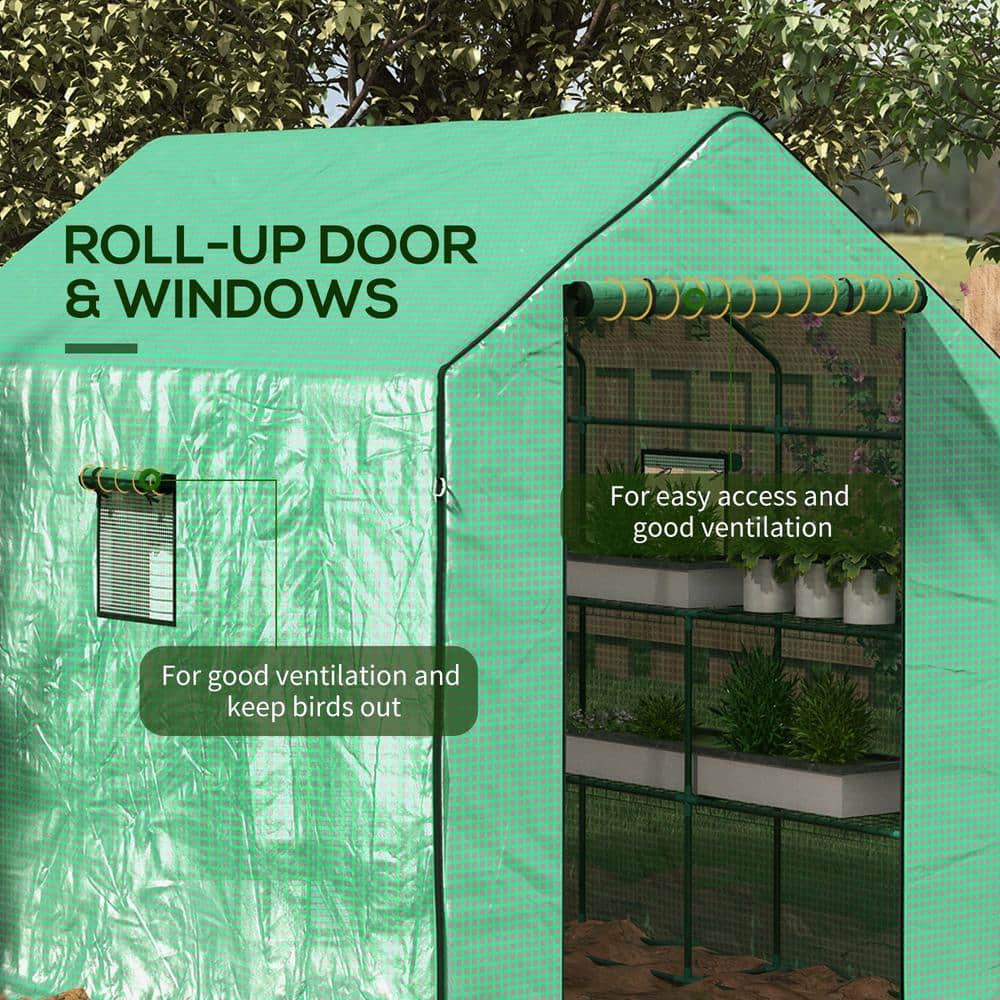 55 in. x 56.25 in. x 74.75 in. Steel, PE Green Greenhouse - Hercitys