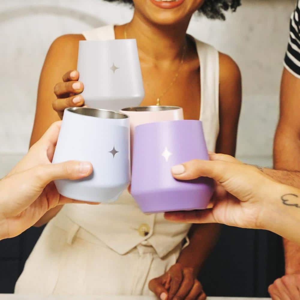 12 oz. Grey Stainless Steel Vacuum Insulated Stemless Wine Tumbler with Lid - Hercitys