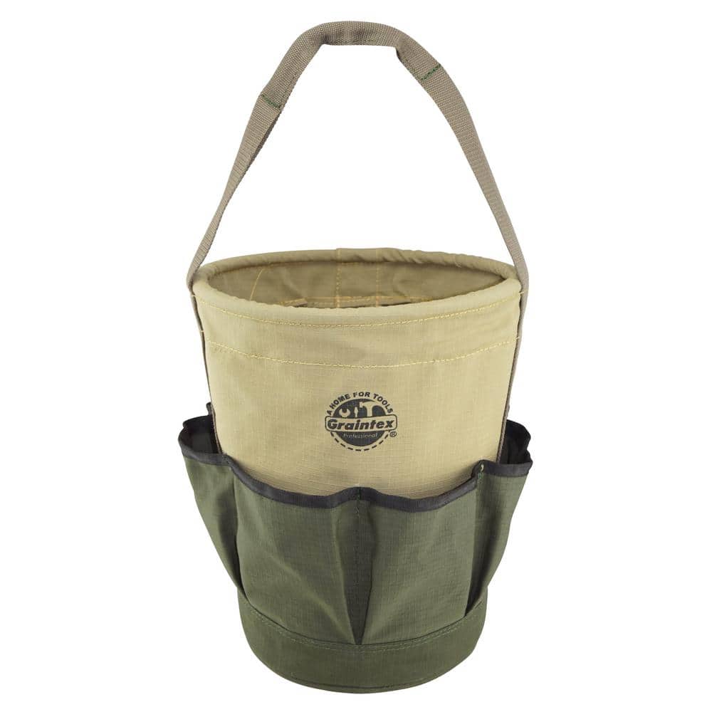 12 in. 6 Pocket Utility Tool Bucket in Khaki Green - Hercitys