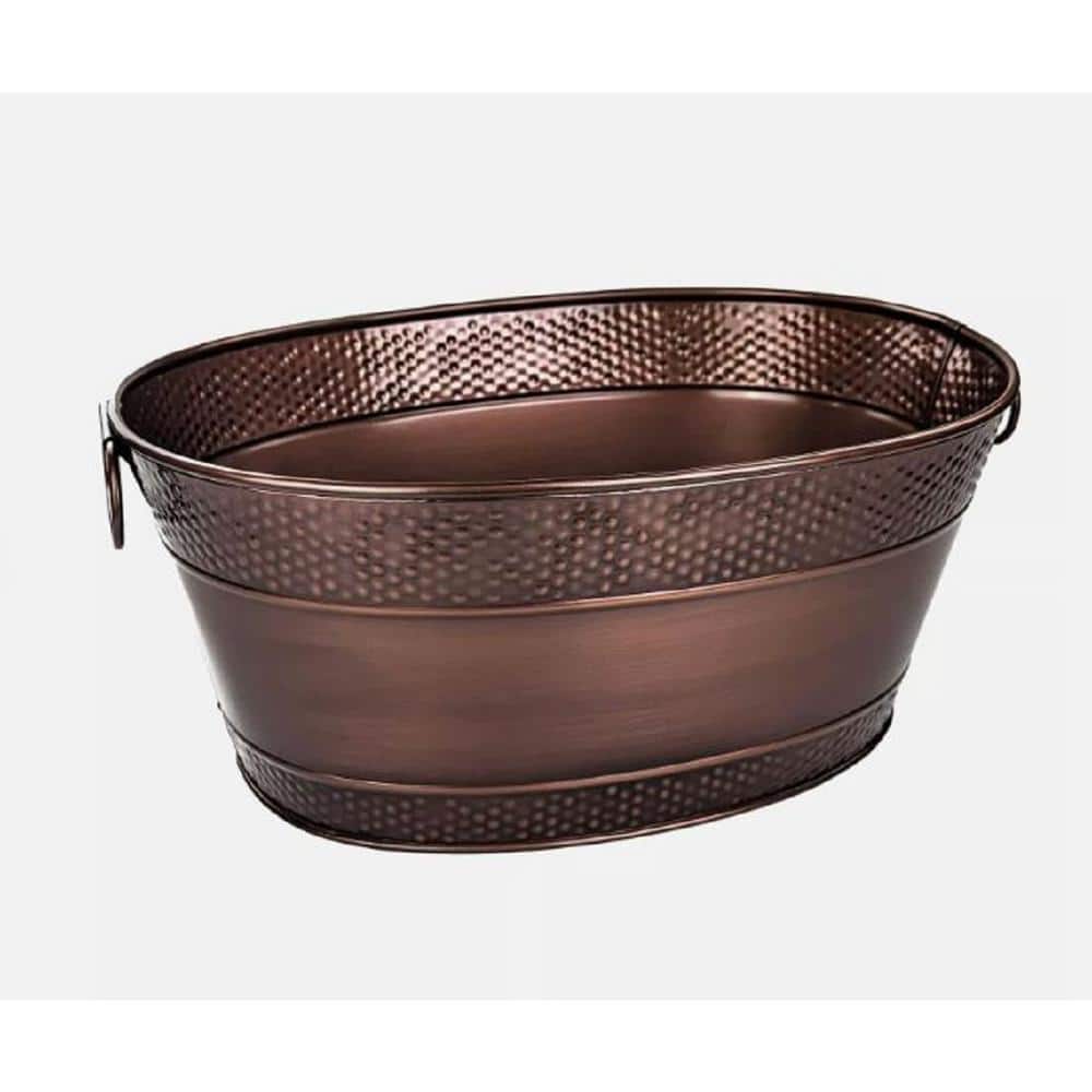 25 qt. Heavy-Duty Galvanized Steel Leak Resistant Large Oval Party Beverage Tub in Copper Easy to Clean with Handles - Hercitys