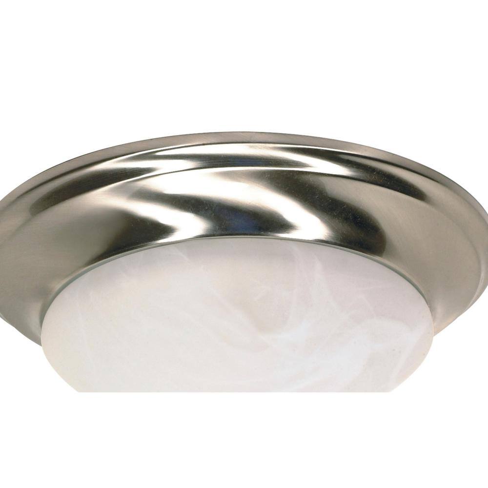 1 Light 12 in. Flush Mount Twist and Lock with Alabaster Glass Finished in Brushed Nickel - Hercitys
