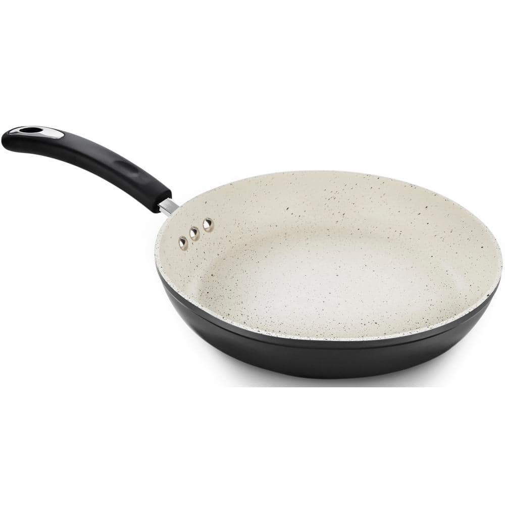 12 in. Stone Frying Pan with 100% APEO and PFOA-Free Stone-Derived Non-Stick Coating from Germany in Lava Black - Hercitys
