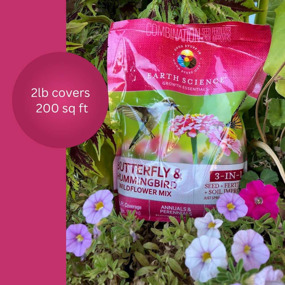 2 lbs. Butterfly and Hummingbird All-In-One Wild Flower Mix with Seed, Plant Food and Soil Conditioners - Hercitys