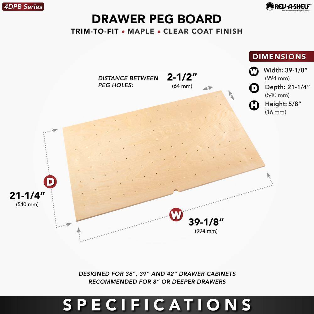 0.62 in. H x 39.25 in. W x 21.25 in. D Large Wood Peg Board Drawer Insert - Hercitys