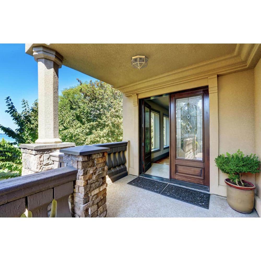 4-Light Polished Brass Clear Beveled Glass Traditional Indoor Outdoor 11-1/8″ Flush Mount Light - Hercitys