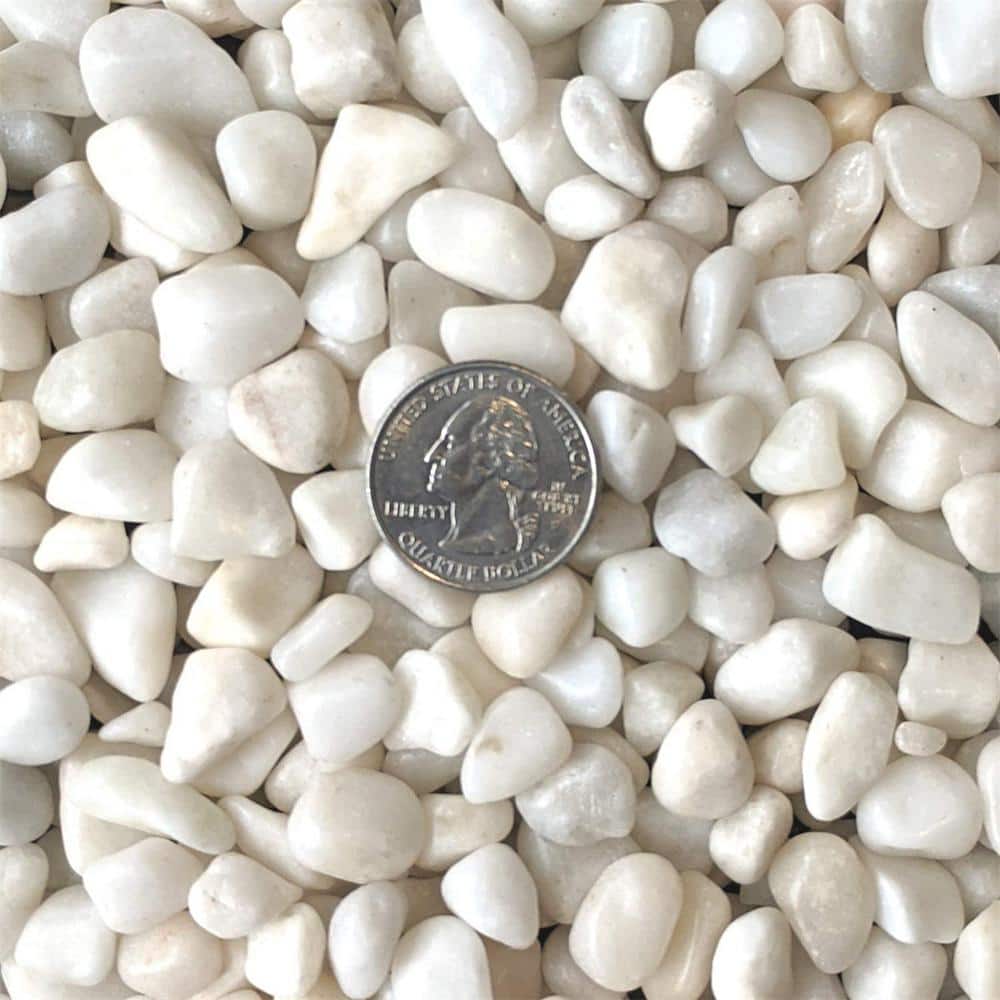 0.125 cu. ft. White Small Polished Pebbles 10 lbs. 3/8 in.-1/2 in. Size Landscape Rocks - Hercitys