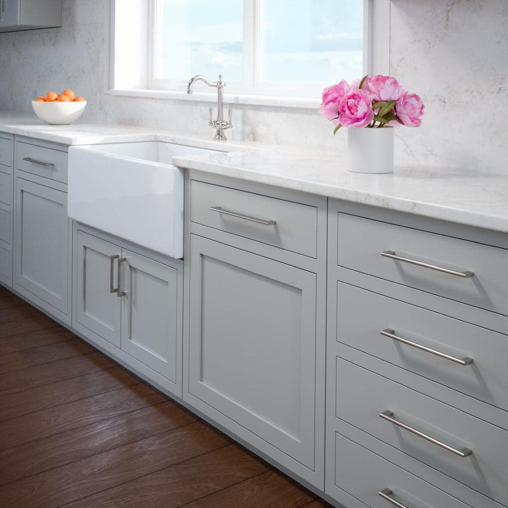 5-Pack Vail 6 in. (152 mm) Center-to-Center Modern Satin Nickel Bar Drawer Pull - Hercitys