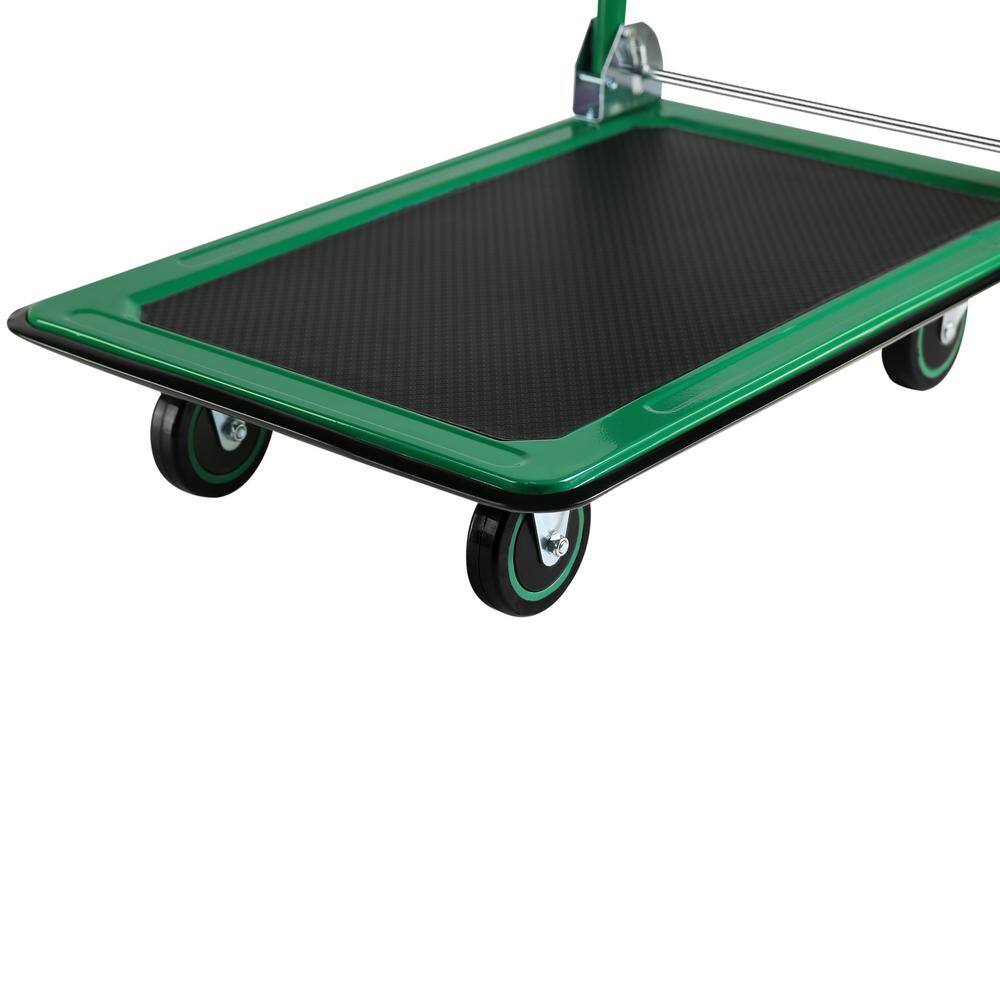 360 lbs. Capacity Easy-Move Foldable Metal Push Cart with 2 x Fixed and Wheels 2 x 360° Wheels - Hercitys