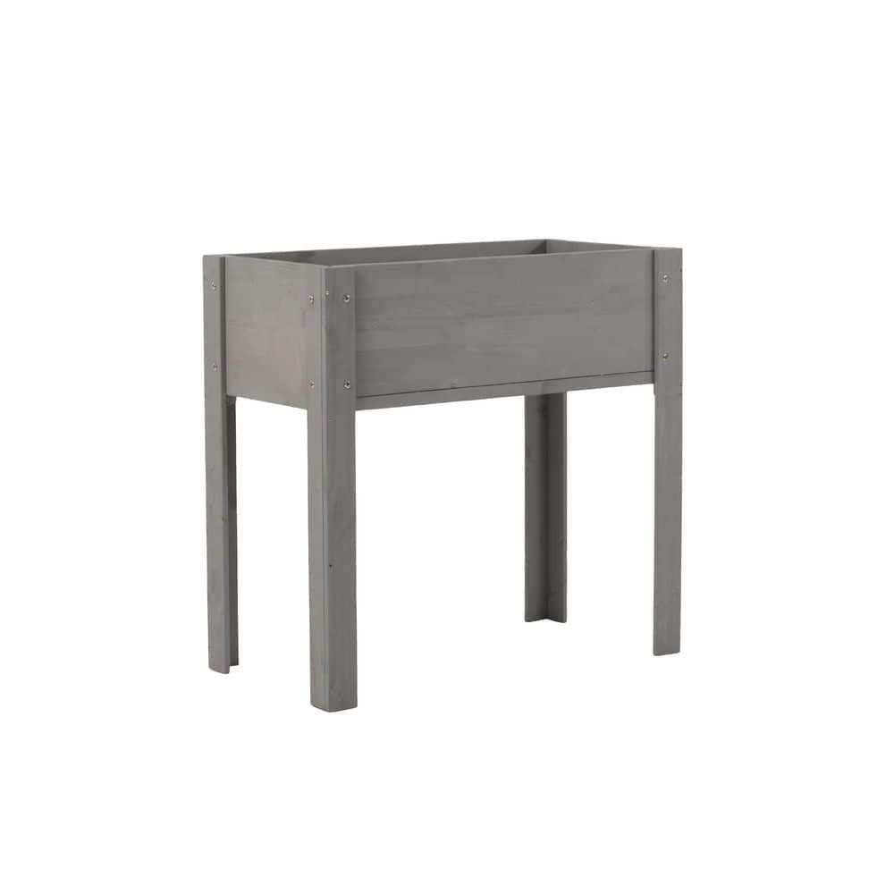 31 in. x 31 in. x 16 in. Grey Wood Raised Garden Bed with Legs, Elevated Wooden Planter Box, Safe Water-Based Coating - Hercitys