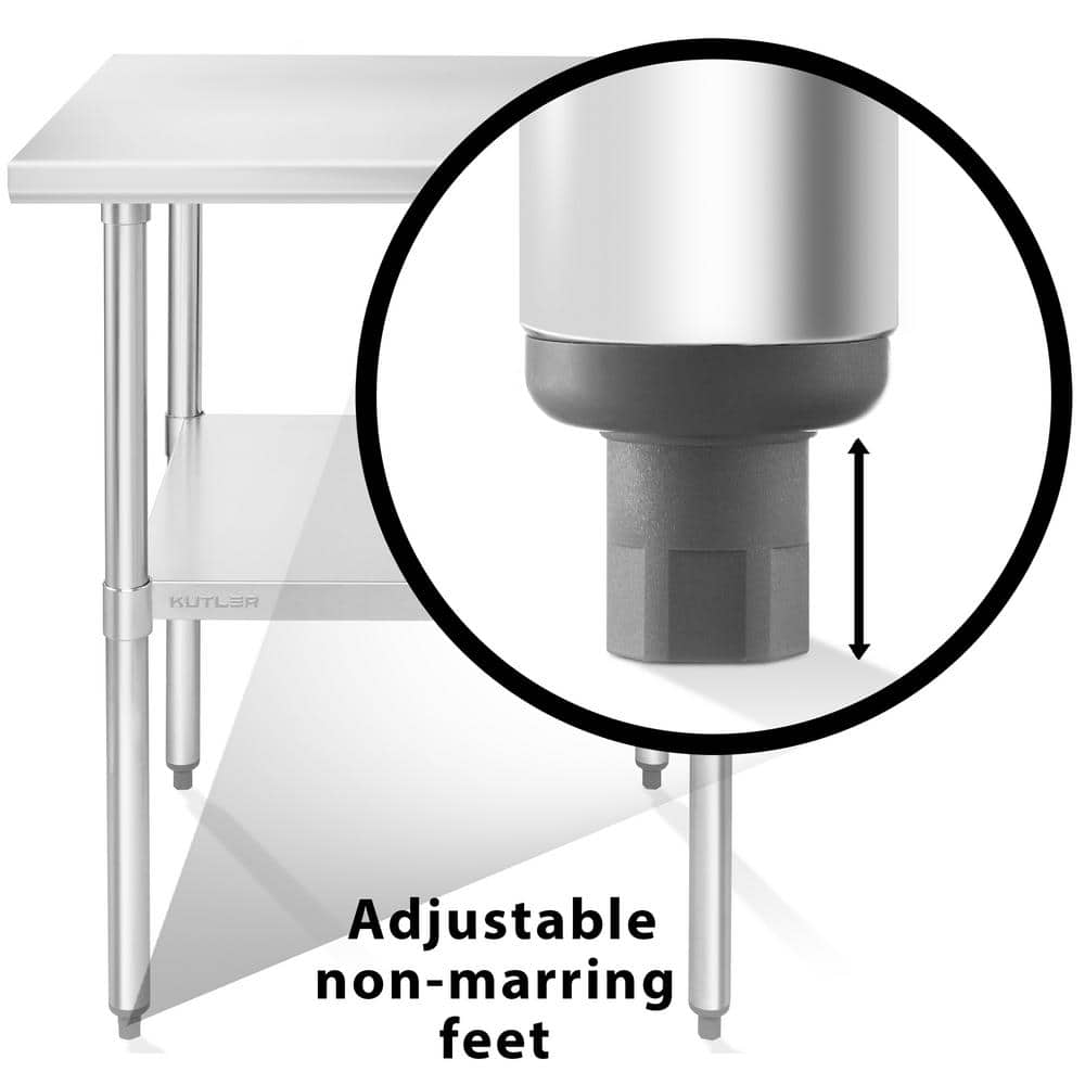 30 in. x 30 in. Stainless Steel Kitchen Prep Table with Bottom Shelf - Hercitys