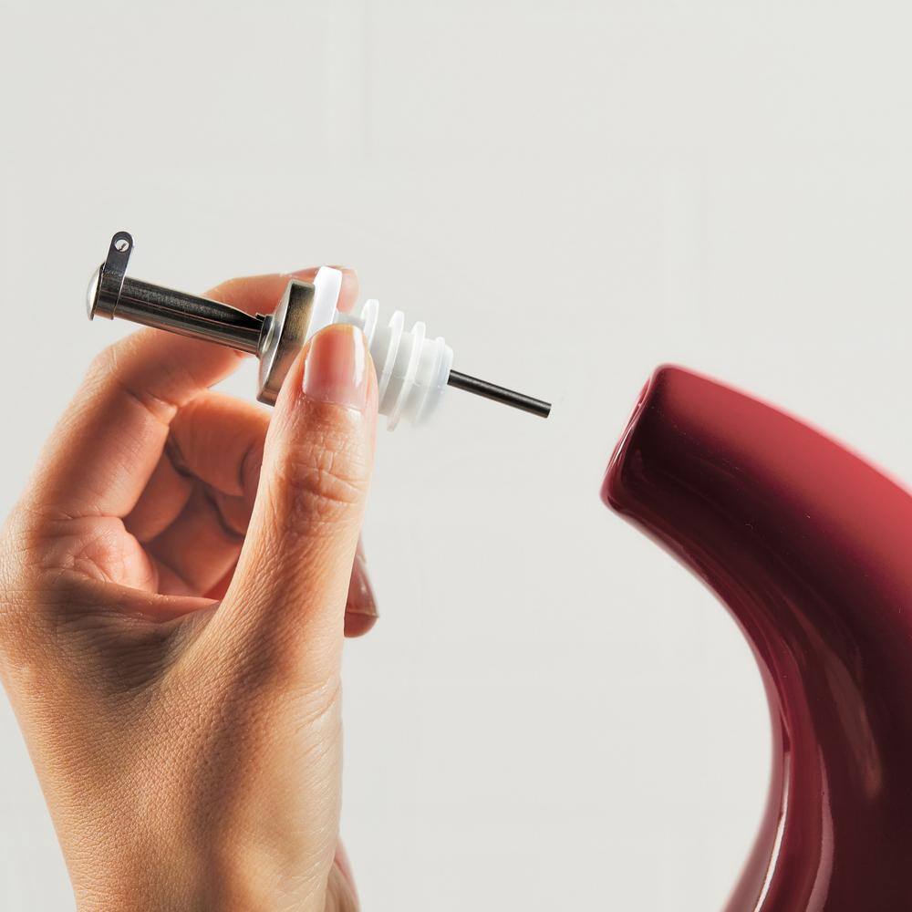 24 oz. Cranberry Red Ceramic EVOO Oil and Vinegar Dispensing Bottle - Hercitys