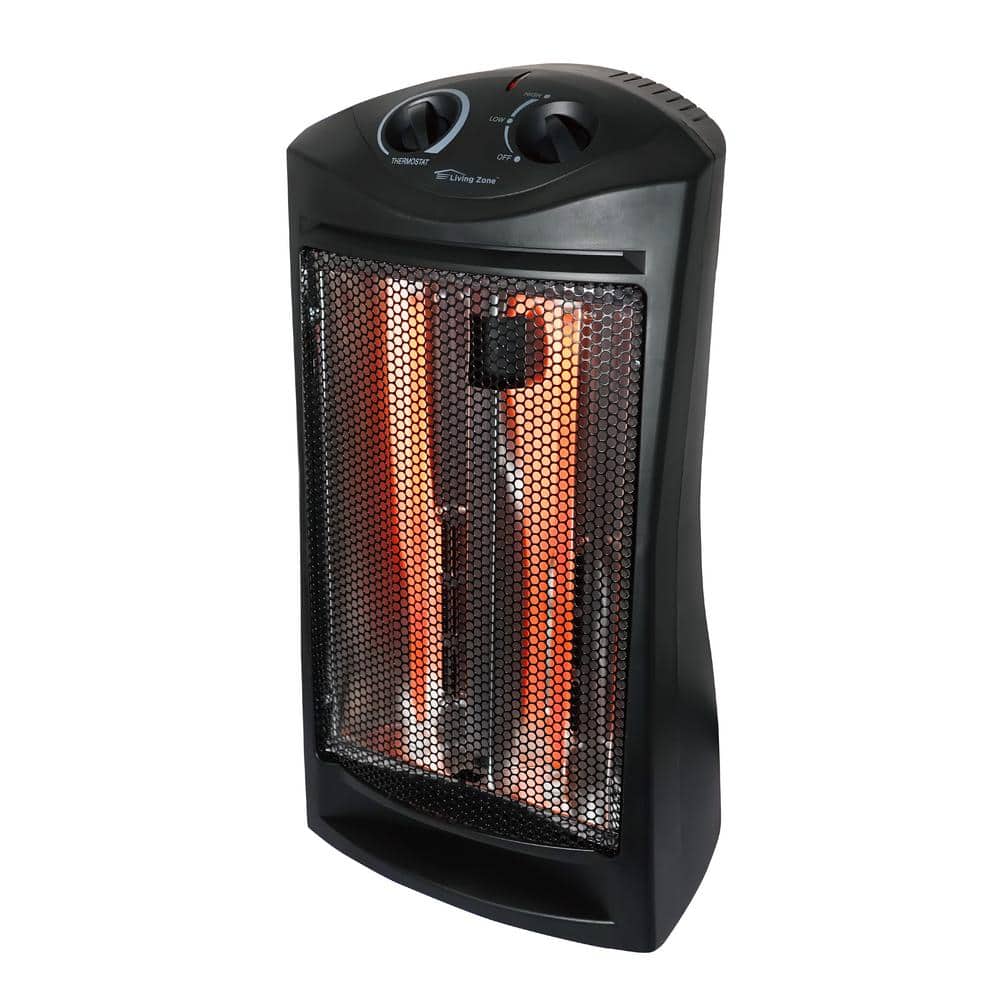 1500-Watt Black Electric Tower Quartz Infrared Space Heater with Thermostat - Hercitys