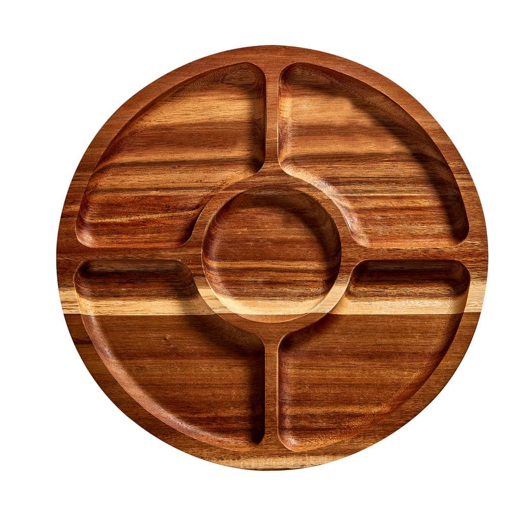 14 in. x 2.95 in. H Round Build-A-Board Cutting Board W/5 Compartments and Clear Locking Lid - Hercitys