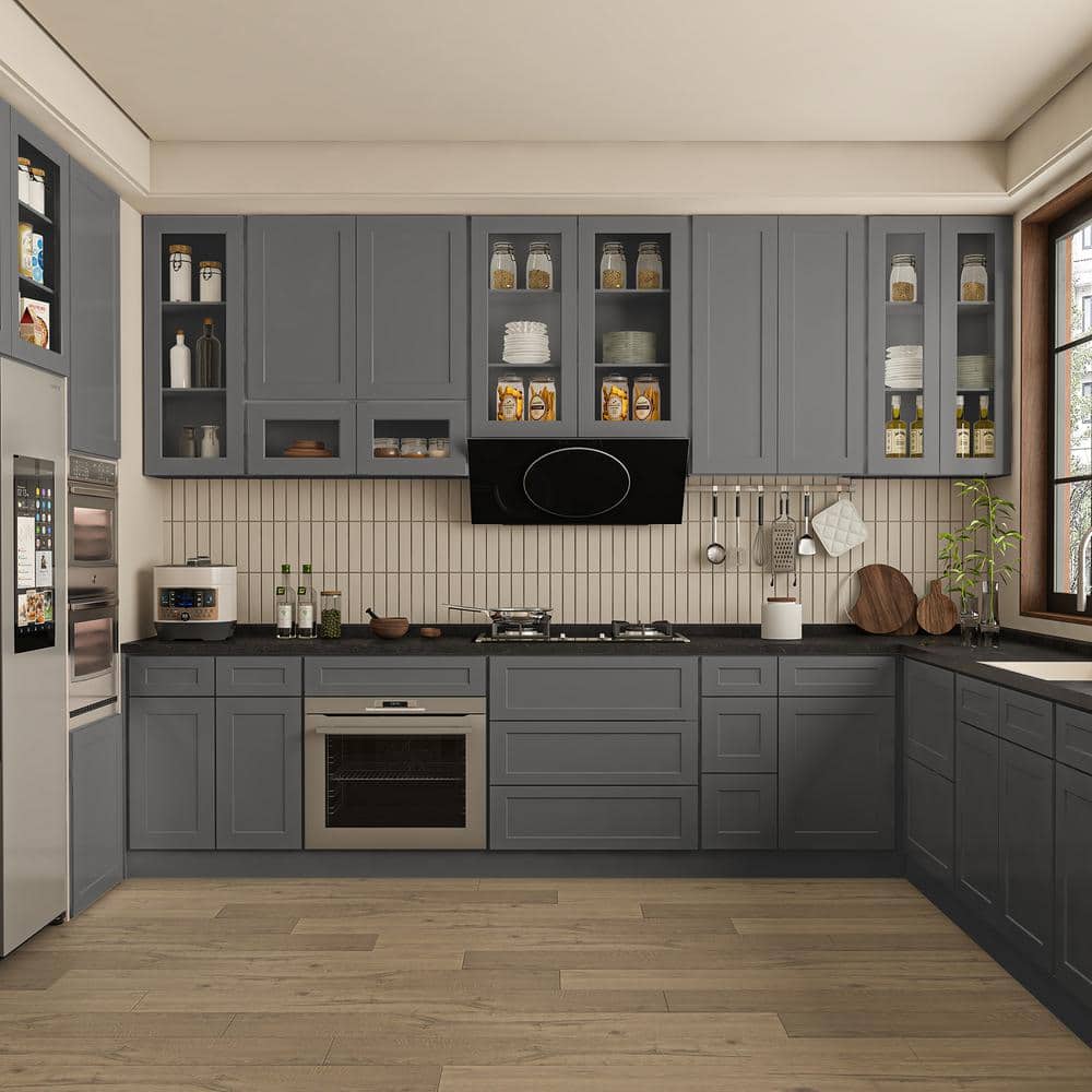 15-in W x 12-in D x 12-in H in Shaker Grey Plywood Ready to Assemble Wall Cabinets without Glass - Hercitys