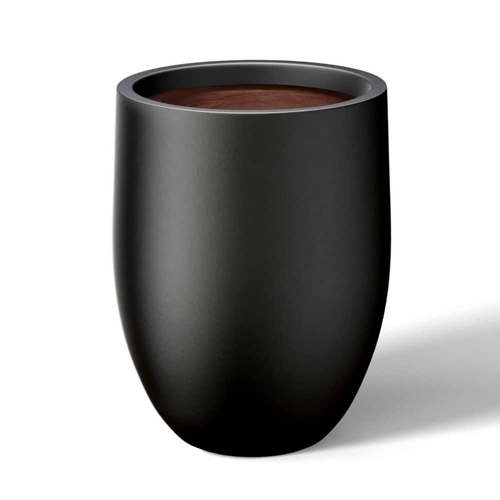 17 in. Large Charcoal Black (Enhanced Interior) Concrete Round Planter / Pot with Drainage Holes - Hercitys