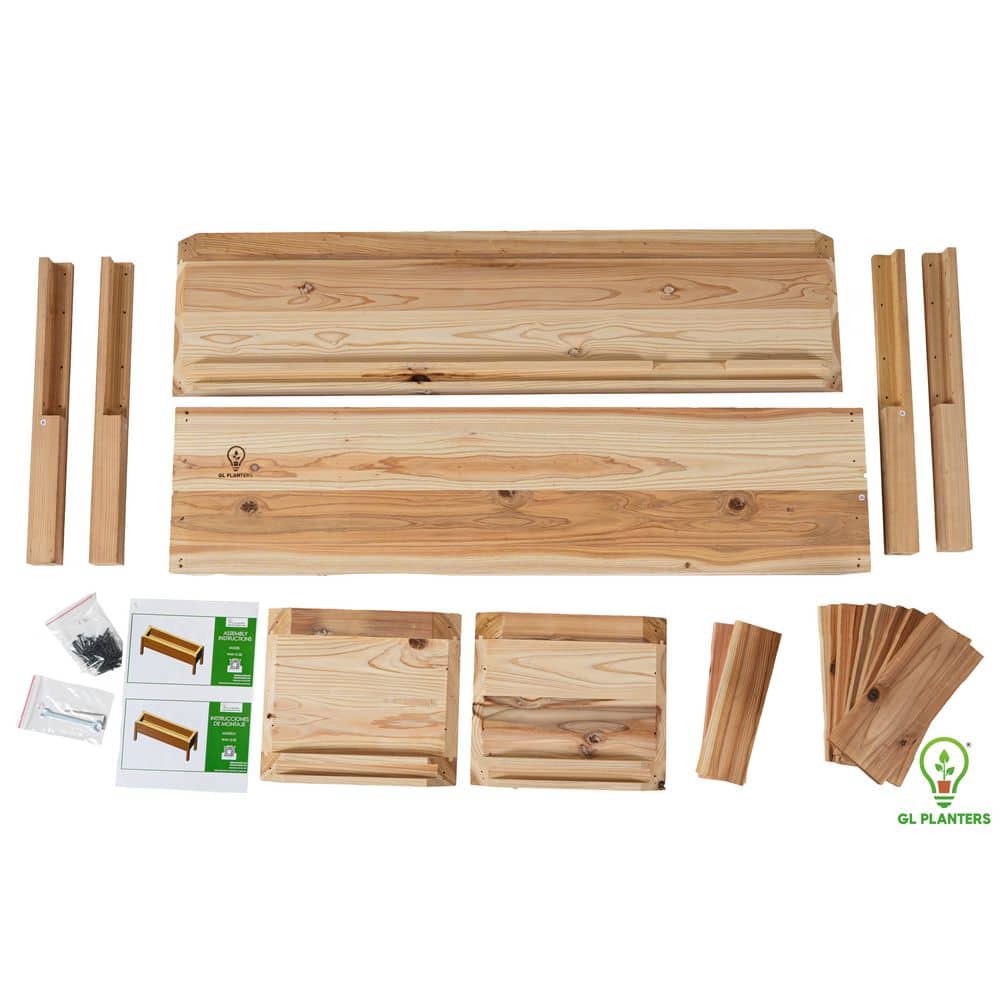 44 in. x 12 in. x 20 in. ALL Natural Cedar Wood Raised Elevated Garden Planter High Quality Heavy Duty Garden Bed - Hercitys