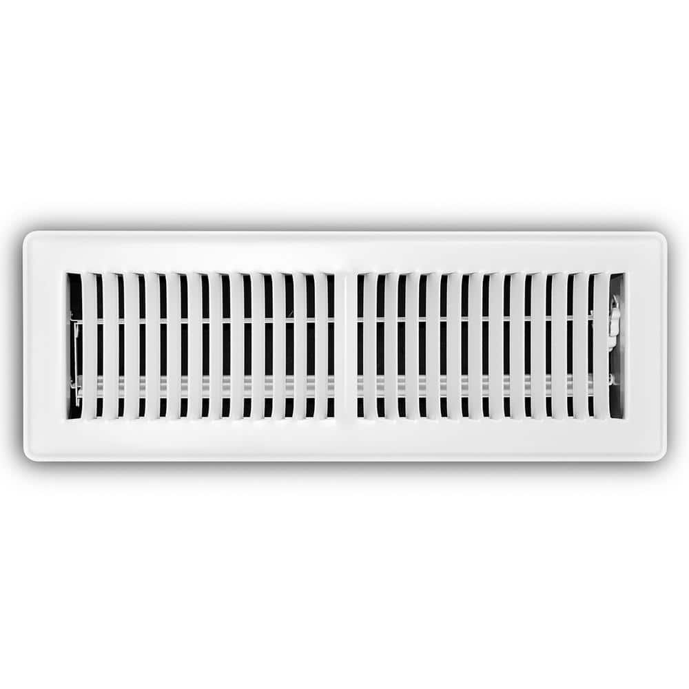 4 in. x 14 in. 2-Way Steel Floor Register in White - Hercitys