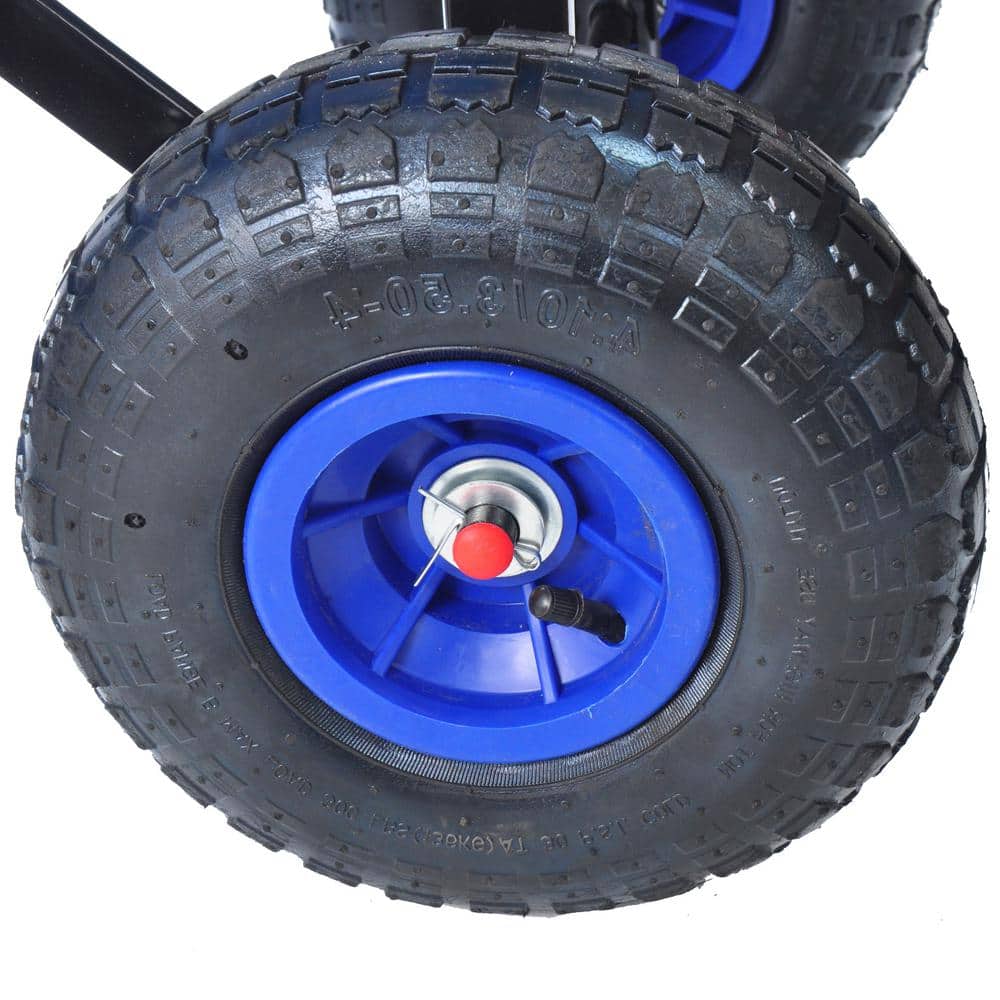 3 cu. ft. Wood and Steel Frame Wagon Heavy-Duty Push Hand Dump Garden Cart with Pneumatic Tires - Hercitys