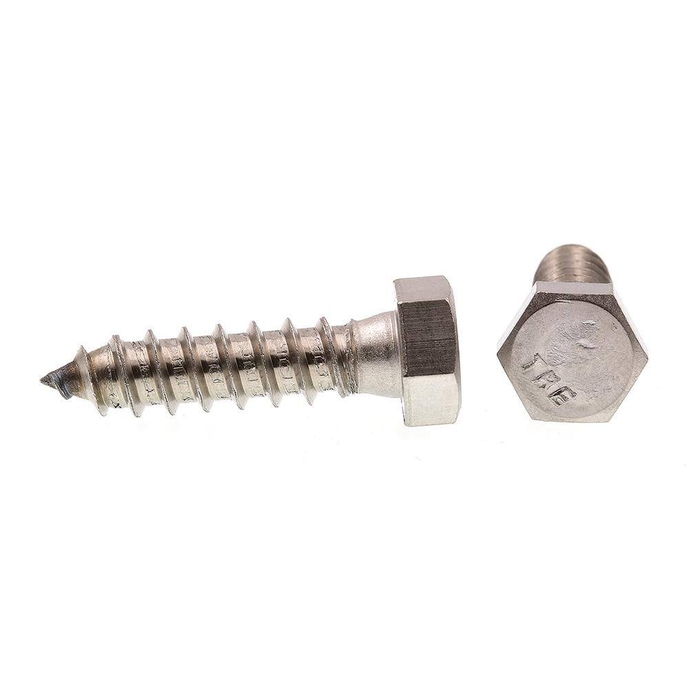 3/8 in. x 1-1/2 in. Grade 18-8 Stainless Steel Hex Lag Screws (25-Pack) - Hercitys