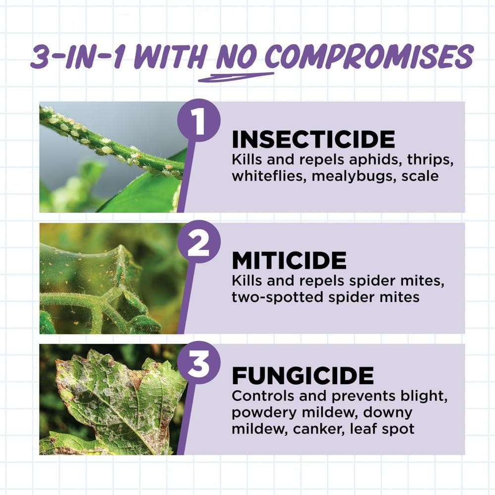 1 qt. Concentrate Insecticide, Miticide, Fungicide 3-in-1 Plant Spray - Hercitys