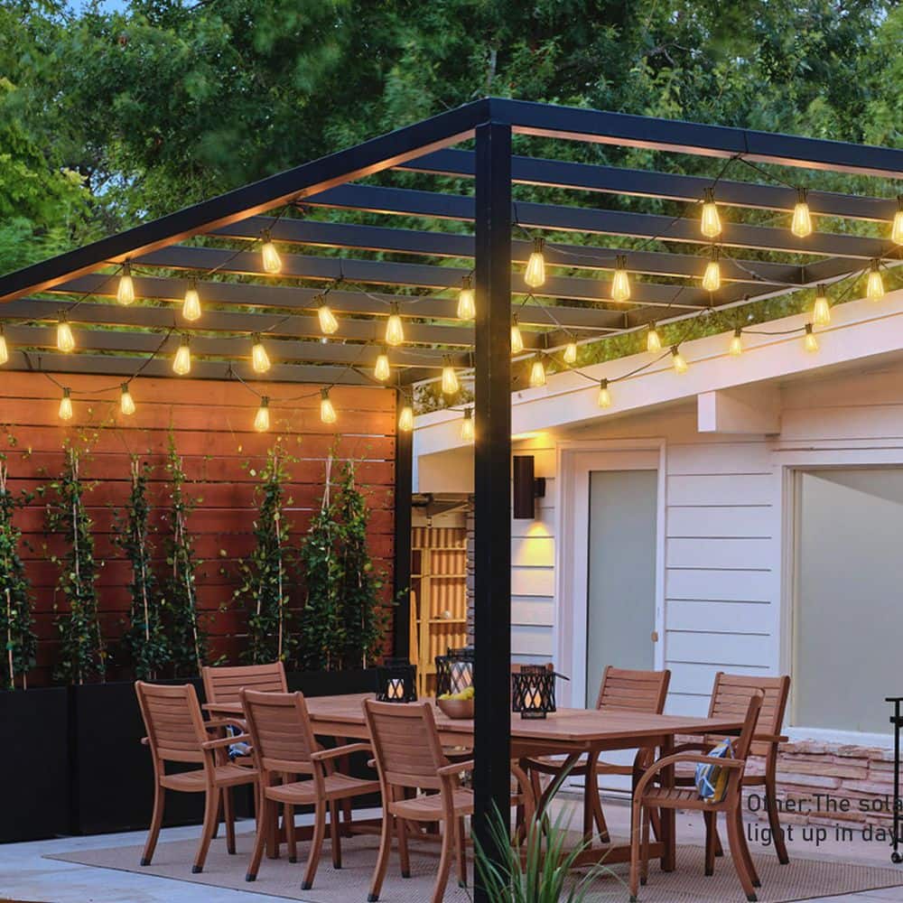 100 ft. LED Outdoor/Indoor Plug-in String Lights with 52 Shatterproof ST38 Vintage Edison Bulbs - Hercitys