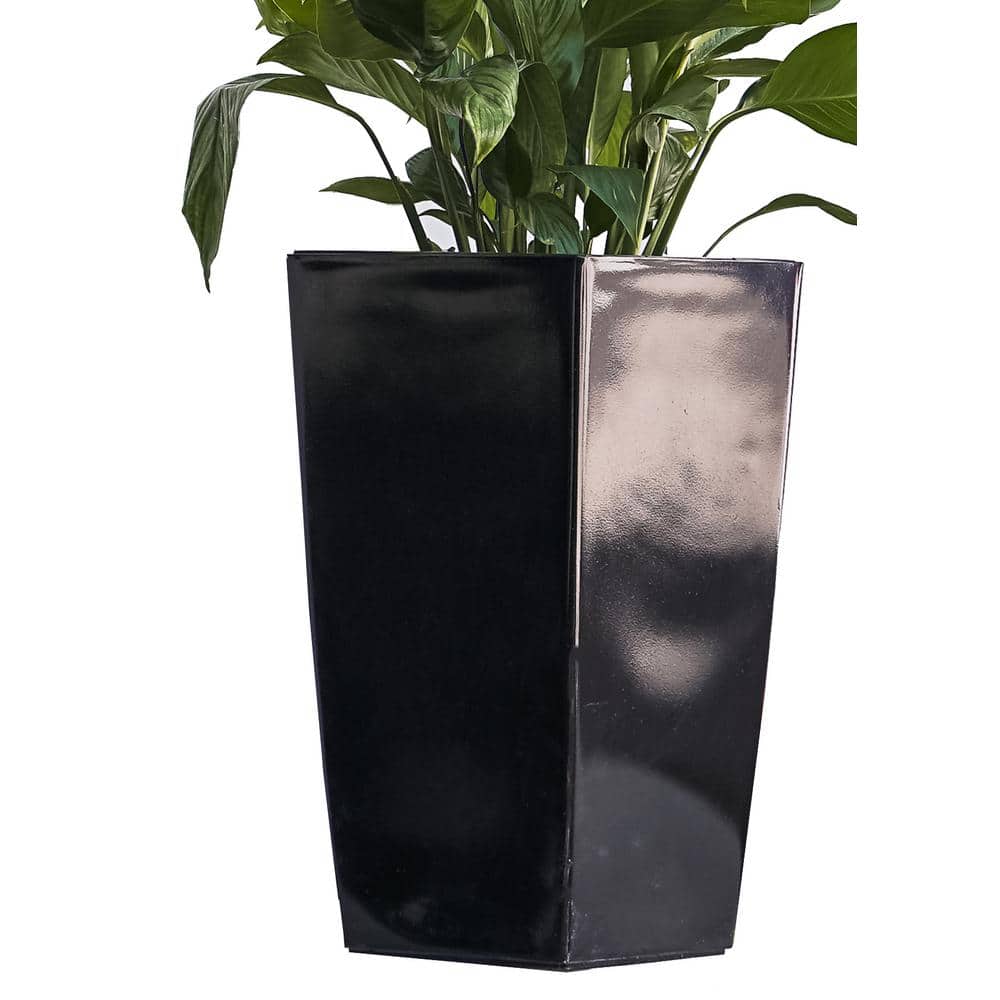 22.4 in. H Black Plastic Self Watering Indoor Outdoor Square Planter Pot, Tall Decorative Gardening Pot, Home Decor - Hercitys