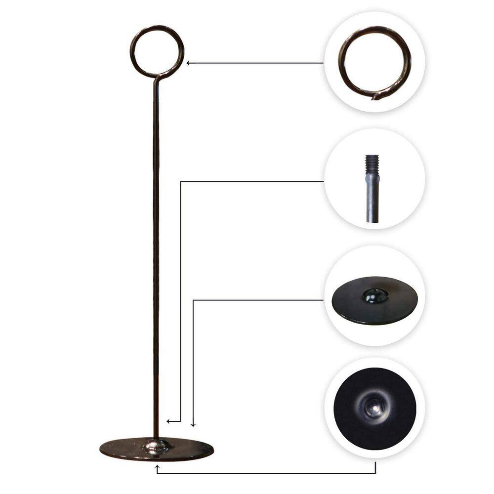 2.7 in. W x 12 in. H Black Solid Stainless-Steel Card Holder (Set of 16) - Hercitys