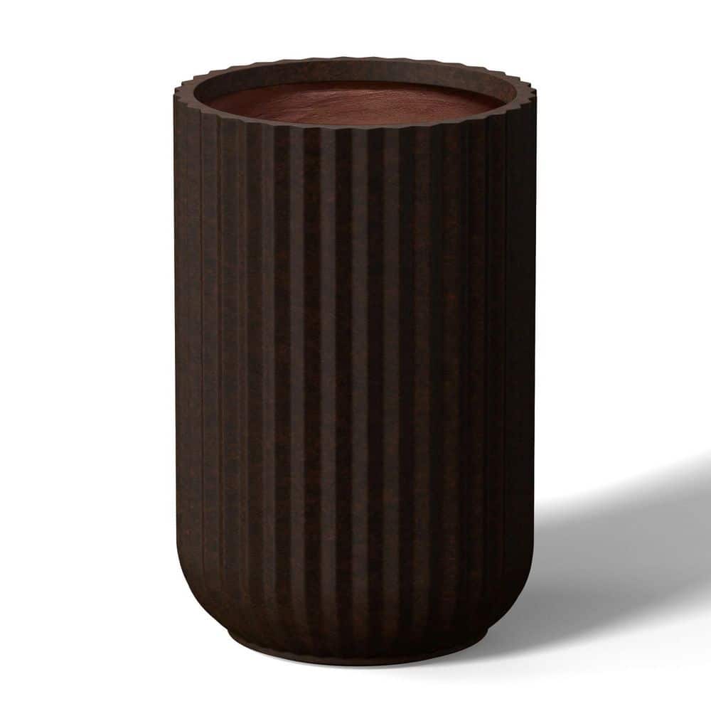 14.5 in. Large Earthy Brown(Premium Inner) Concrete Round Planter/Pot with Drainage Holes - Hercitys