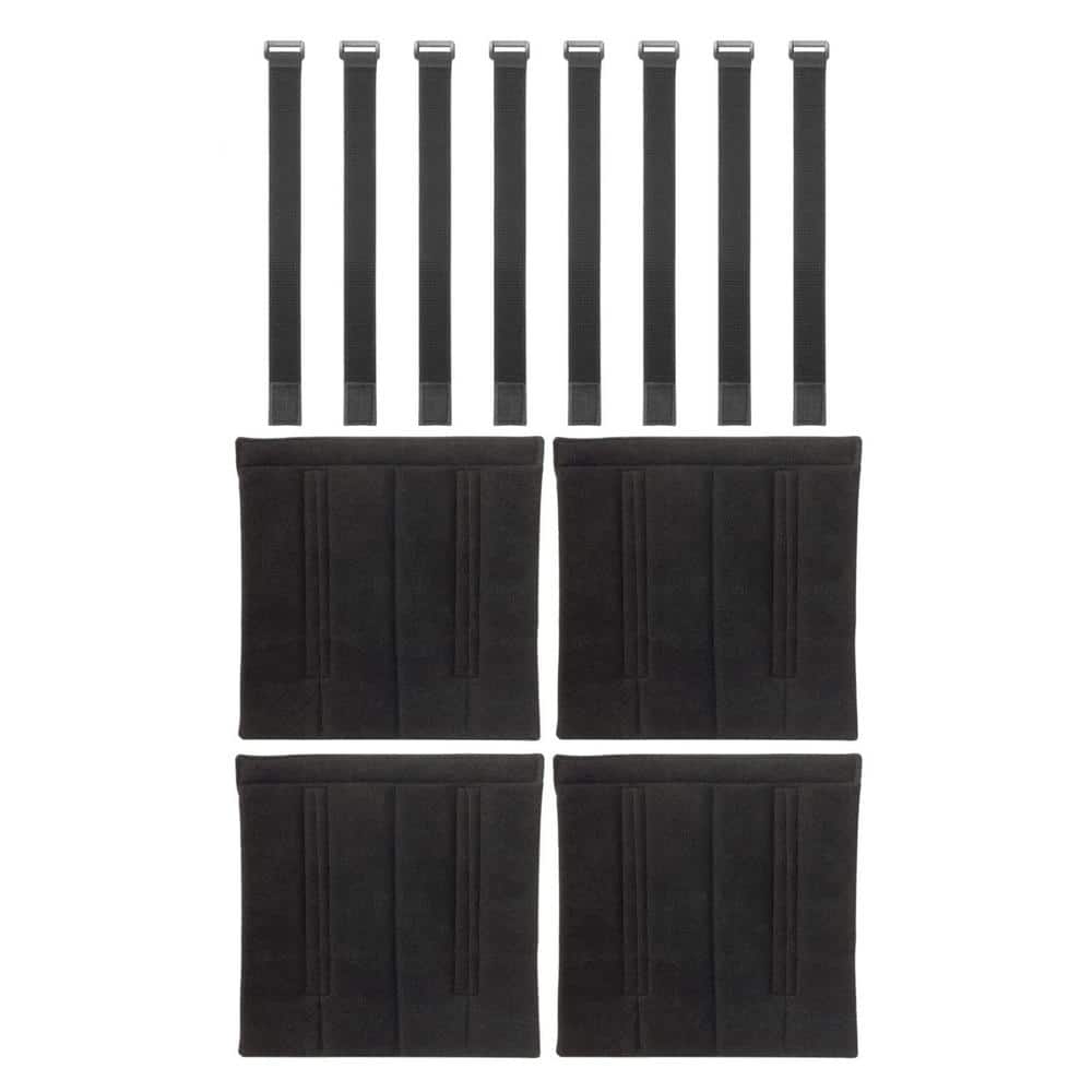 4-Piece Black 10 in. x 10 in. Bunk Bed Ladder Pads with 8 Adjustable Hook and Loop Straps for Comfortable Climbing - Hercitys